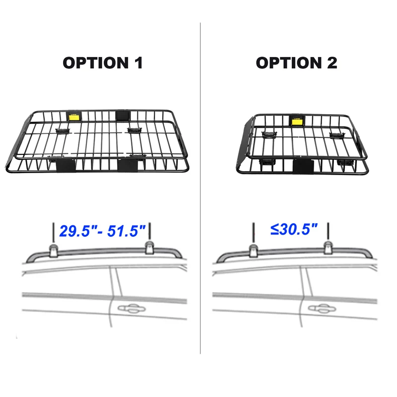 Practical Roof Cargo Carrier  Extension 64''x39''x6'' Iron Roof Rack Basket with for Sedan SUV