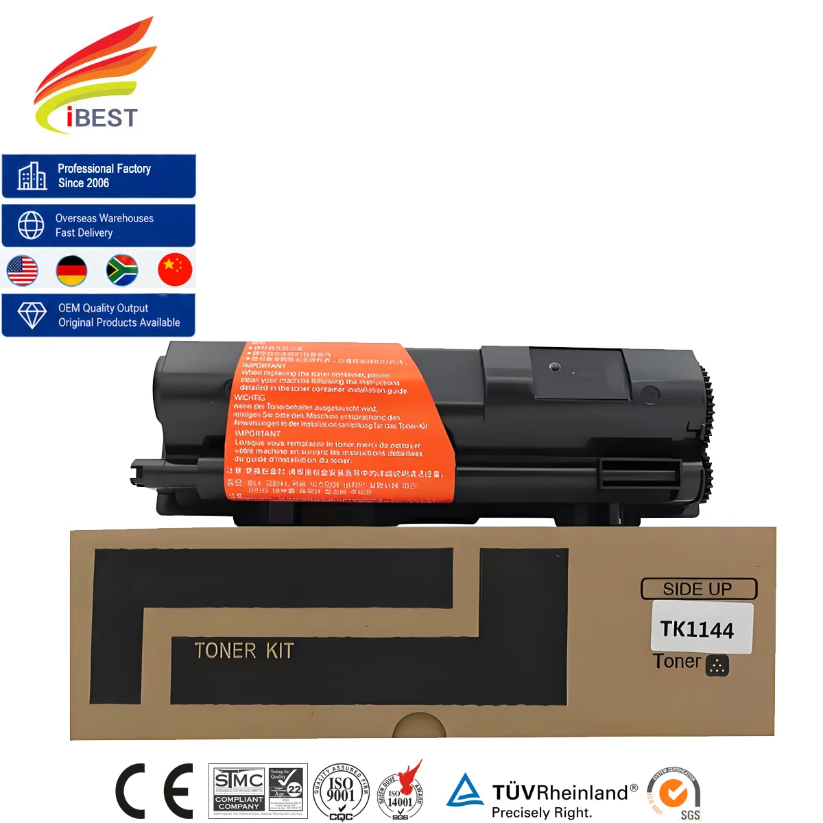 IBEST Toner Compatible TK1143 TK1144 TK1144K Toner Cartridge Compatible for FS-1035MFP 1135MFP M2035DN M2535DN