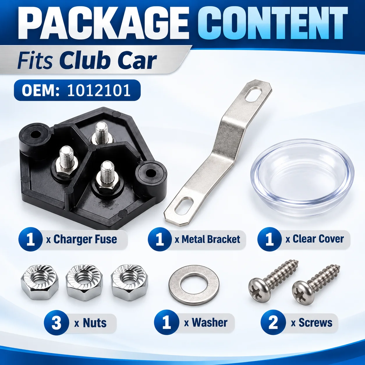 Golf Cart Charger Fuse 25A for Club Car OEM#1012101, Electric Bus Charging Fuse Kit