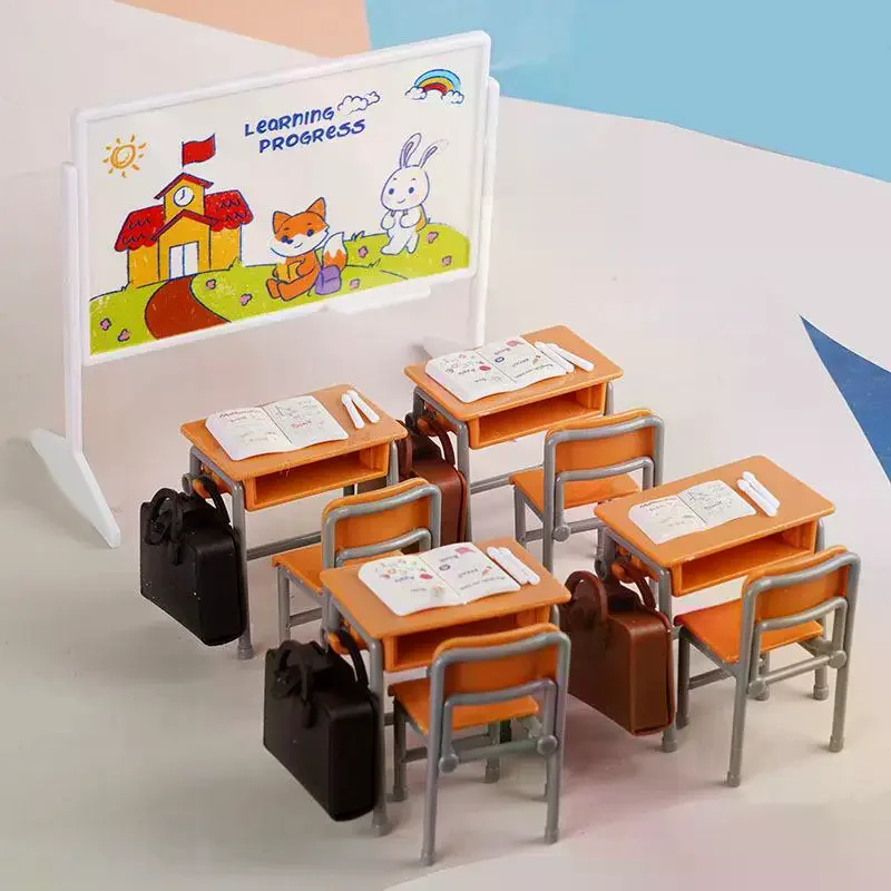 1:12 ドールハウスミニチュアシミュレーション教室机黒板ブックバッグ家具ホームモデル装飾おもちゃドールハウスアクセサリー