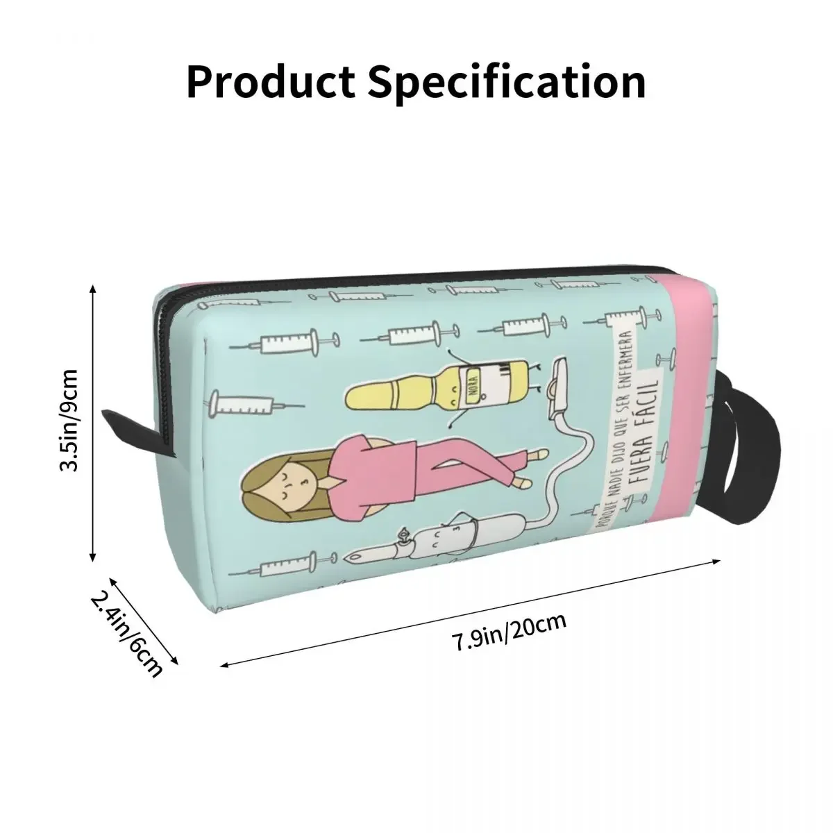 Kawaii Cartoon Ladies Nurse Printed Travel Toiletry Bag for Women Makeup Cosmetic Bag Beauty Storage Dopp Kit