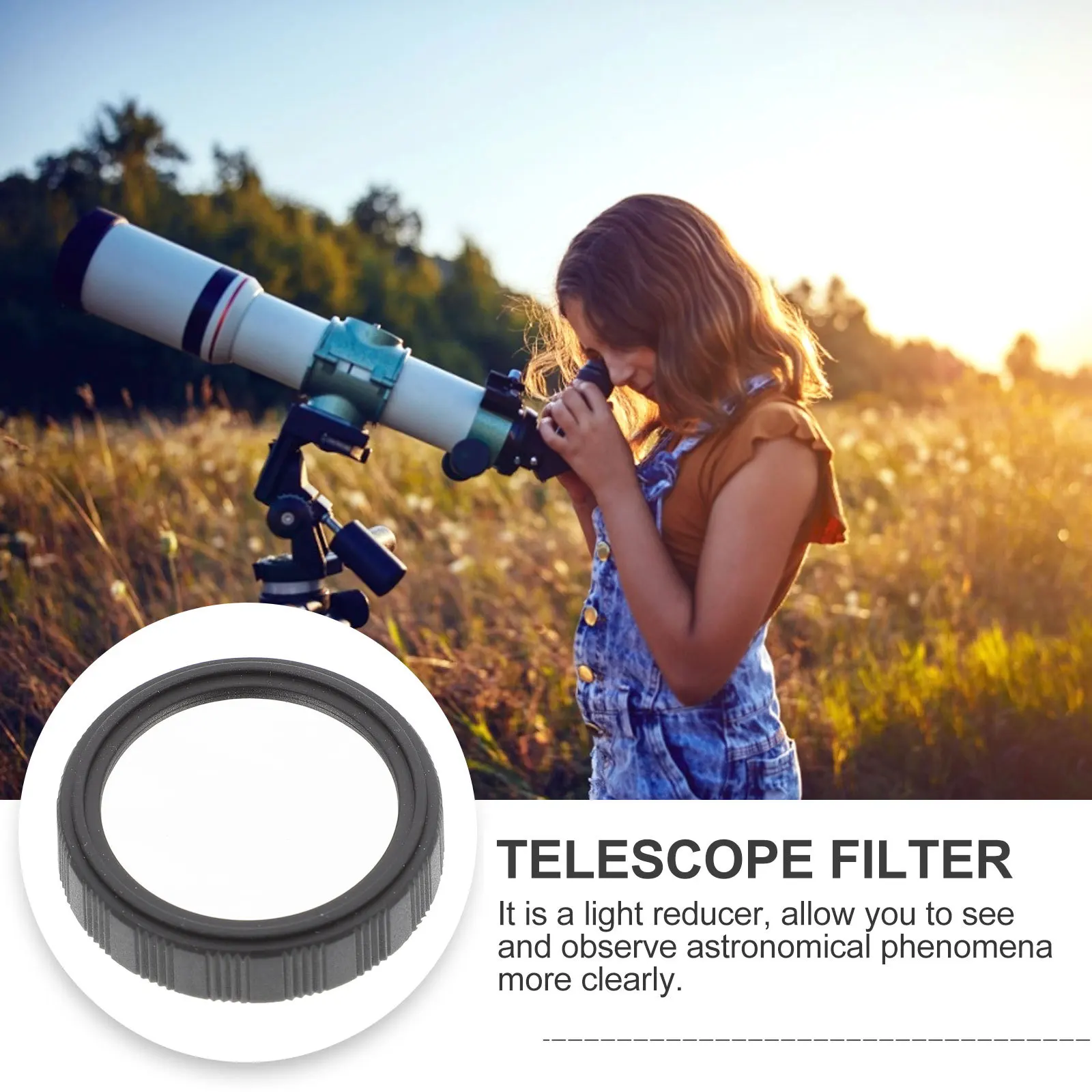 

Telescope Eyepiece Filter Sun Reducer Light Filter For Brightness Reduction Clear Observation Enhancing Definition Resolution