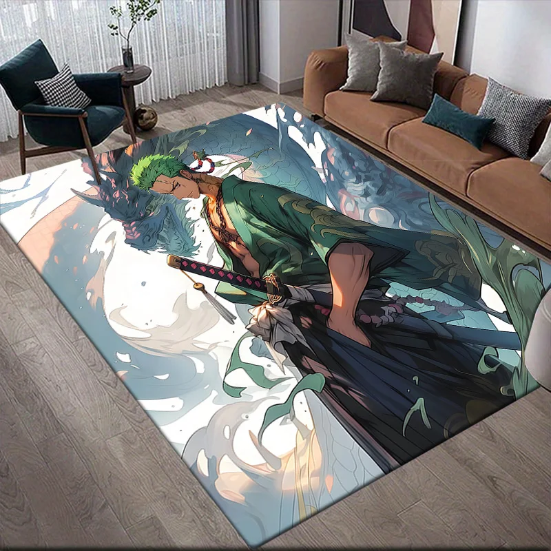 Tapis antidérapant One Piece Zoro & Luffy, tapis rectangulaire pour chambre à coucher, salle de jeux et salon