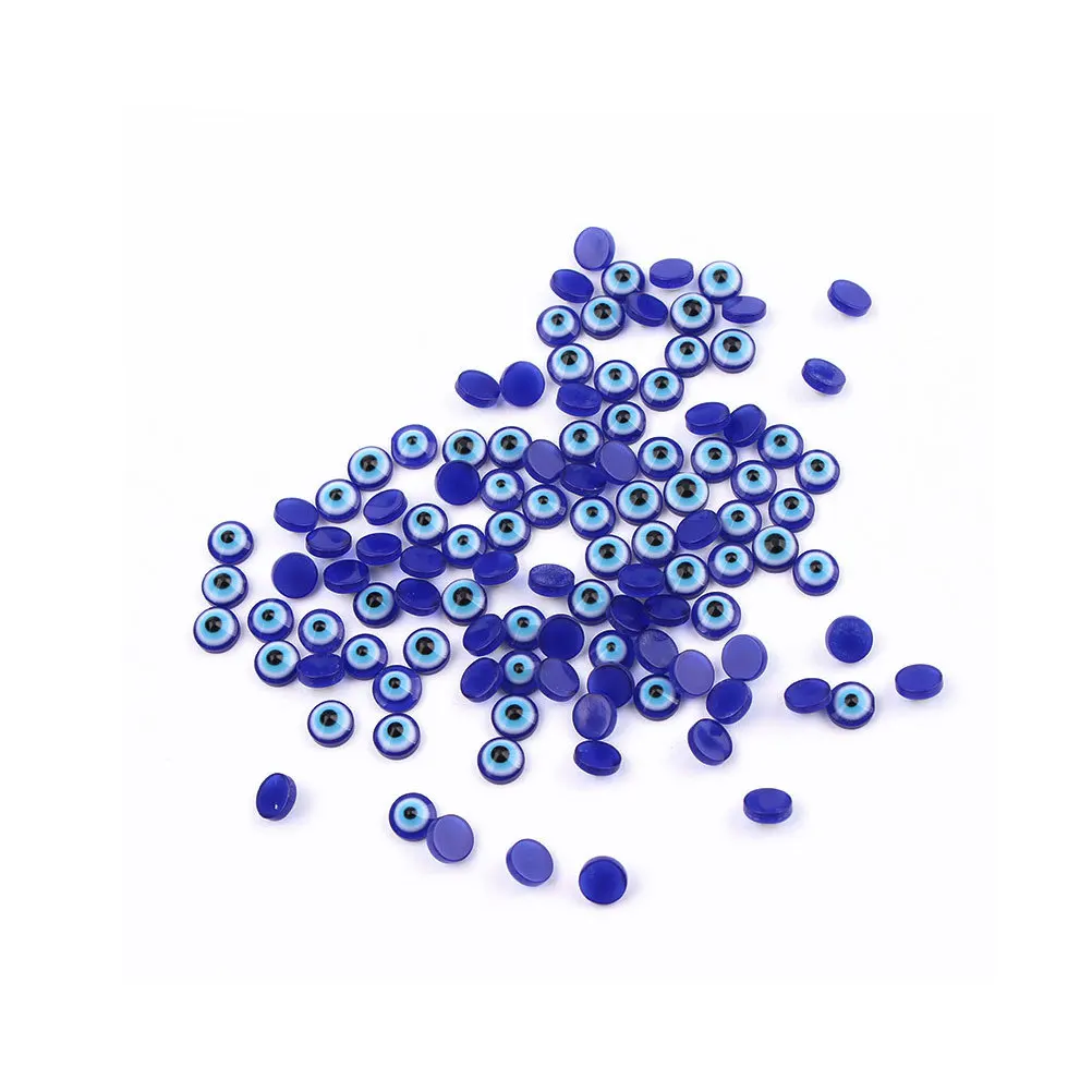 

100Pcs Resin Blue Eyes Beads Evil Eye Flat Back Beads for Jewelry DIY Necklace Bracelet Craft Decoration Blue Eyes Bead