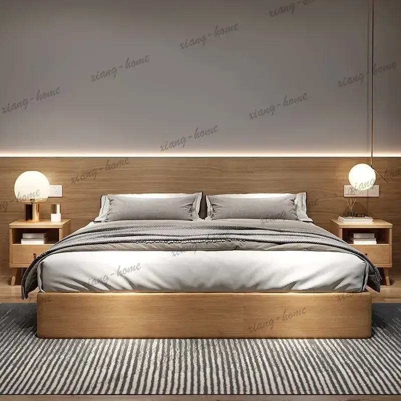 YJ Dormitory Frame Double Bed Decoration Covers Luxury Queen Double Bed Bedroom Headboards Letto Matrimoniale Furniture