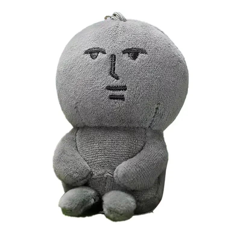 Cute Plush Keychain Gray Stuffed Keyring Pendant Doll Pendant for Kids and Adults Emotional Backpack Accessory Purse Bag