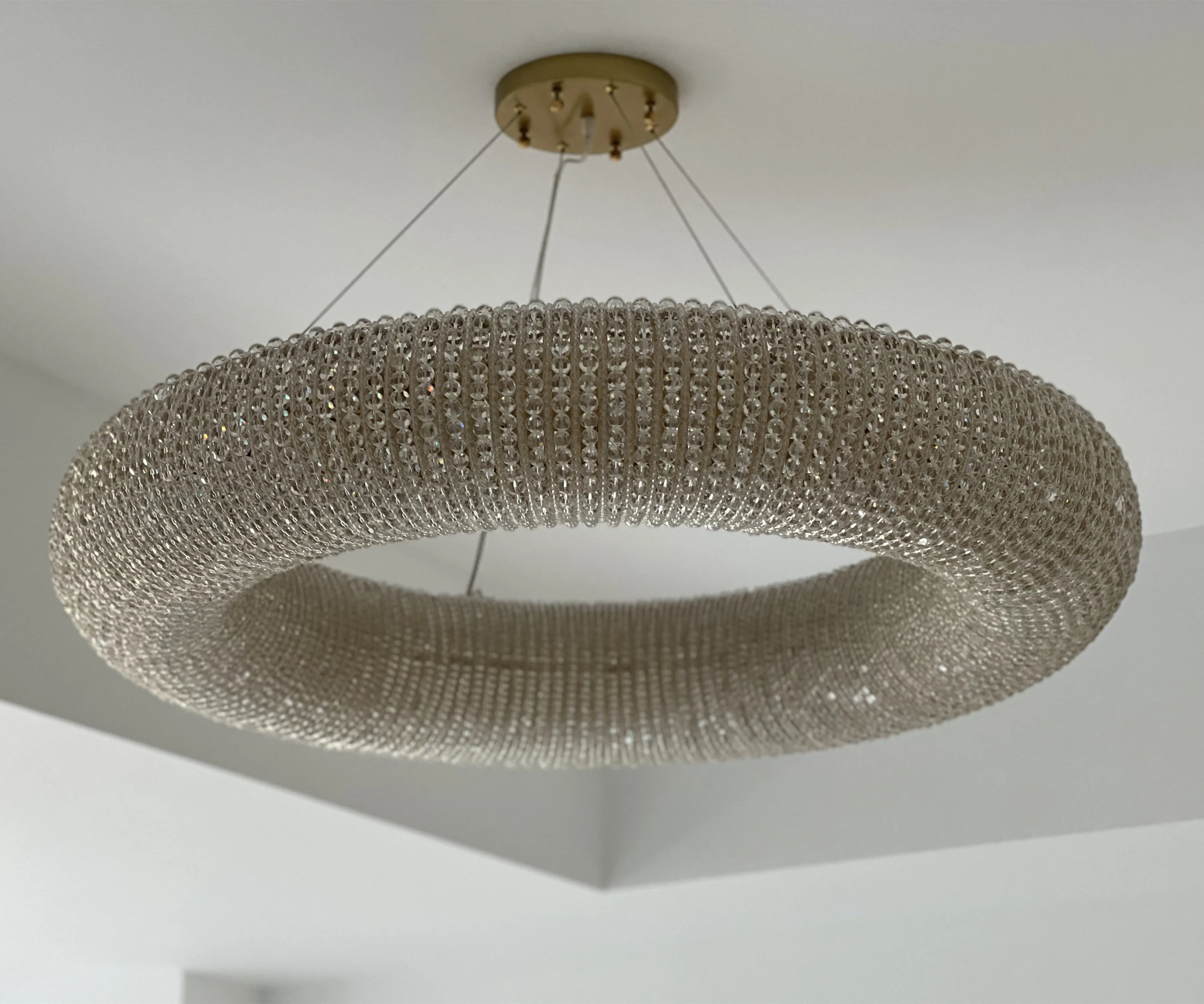 American K9 Crystal E14 LED Pendant Light Loft Round Iron