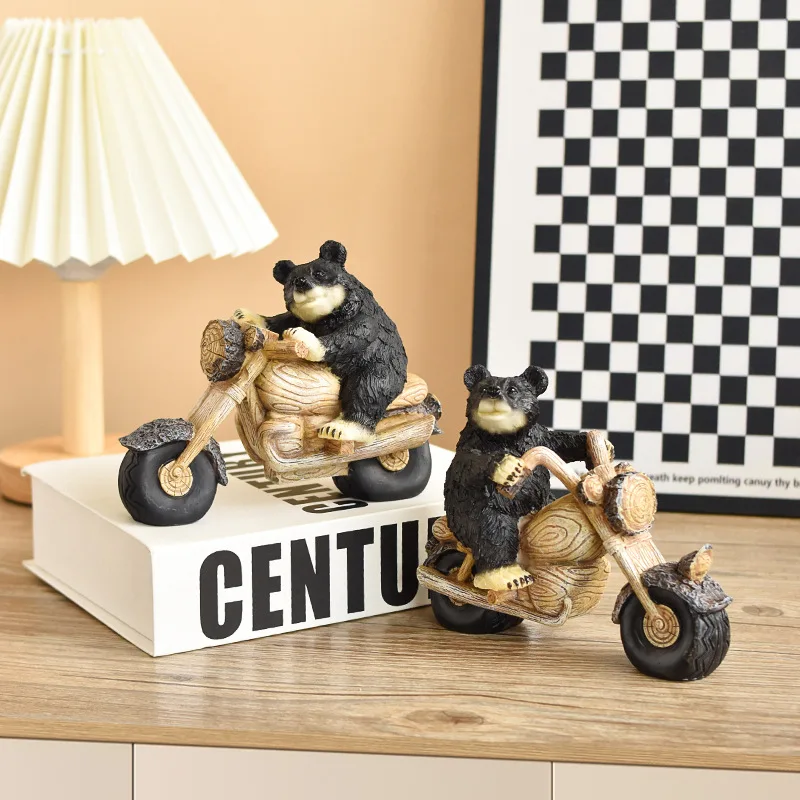 

Cute Black Bear Figurine Bionic Animal Statue Model Mini Play Baby Bears Resin Sculptures American Home Decor Bedroom Ornaments