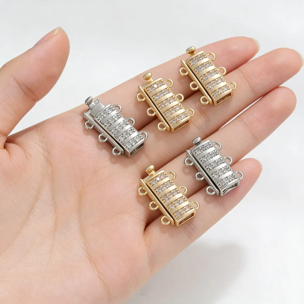 1pcs 14K Gold Plated Metal Connector Fastener Clasps Locks with Zircon For DIY Bracelets Necklaces Jewelry Making Accessories view 6