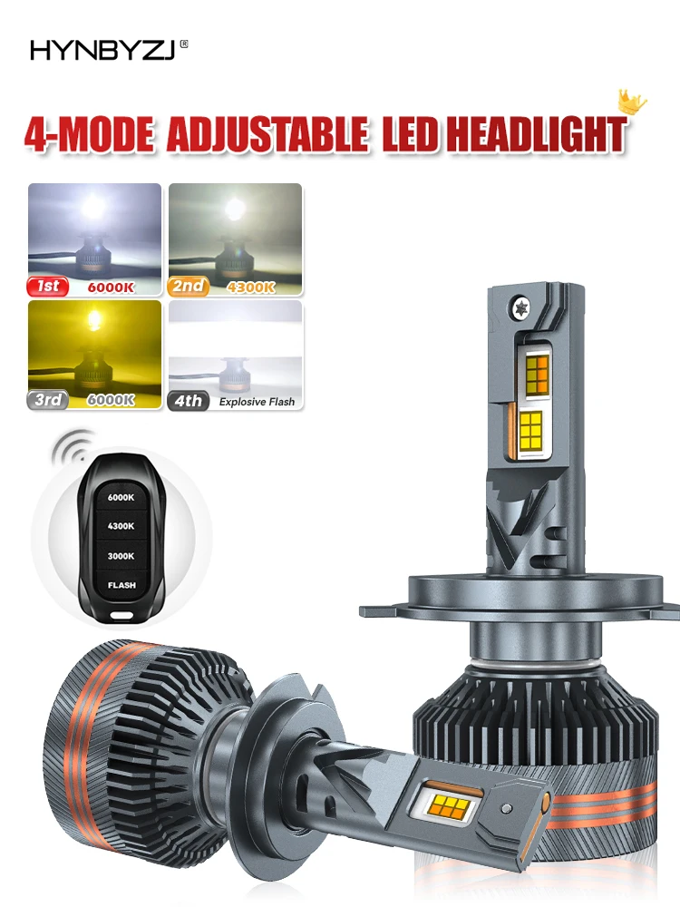 2 stks High Power LED Driekleurige LED Koplampen met Afstandsbediening H1 H11 9005 9006 H7 LED Blud H4 Canbus & Koelventilator Auto Accessoires - afbeelding 2
