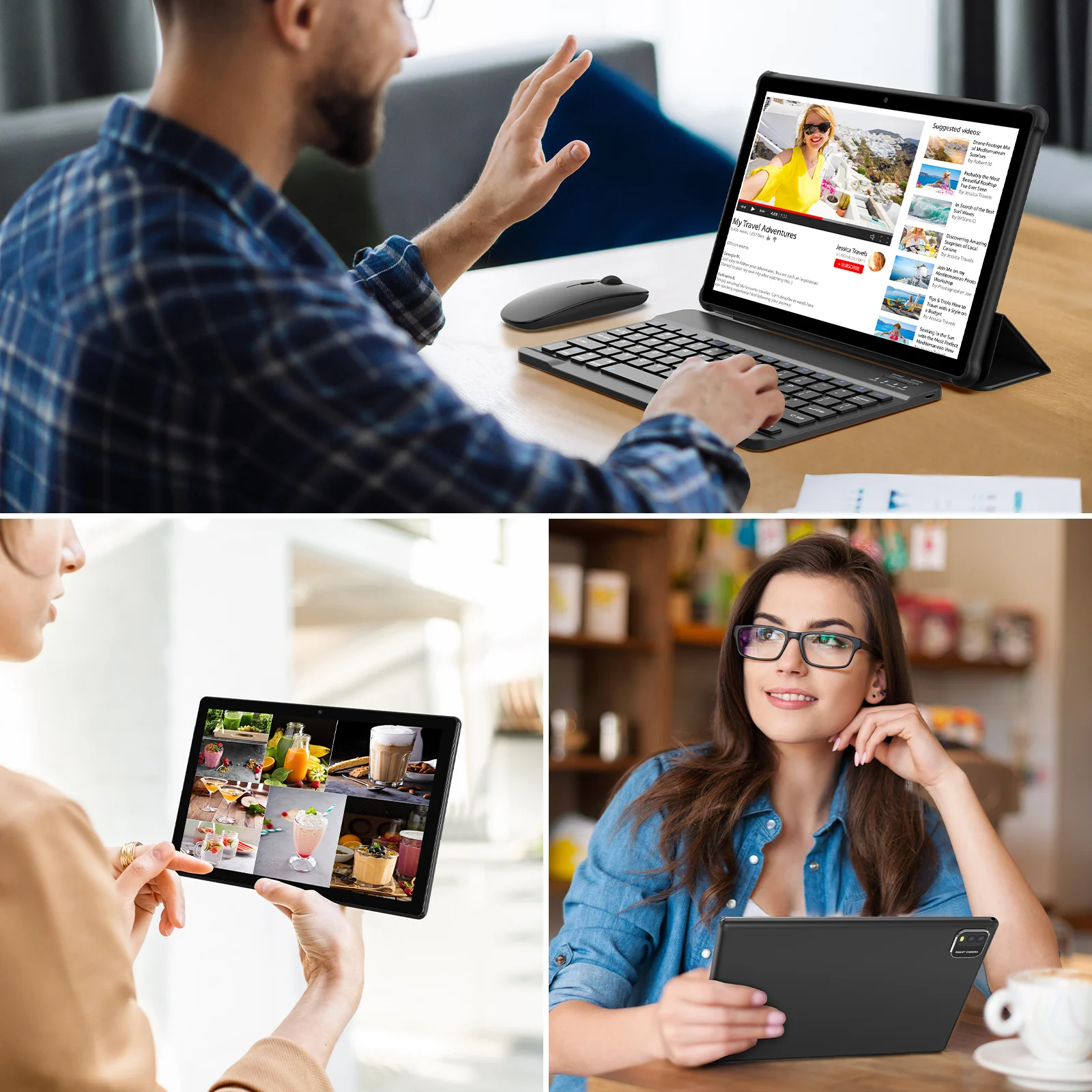 تابلت أندرويد 15 مقاس 10 بوصات، معالج رباعي النواة، 12 جيجابايت (3 جيجا + توسيع ذاكرة 9 جيجا) رام + 64 جيجابايت روم، كاميرات مزدوجة، واي فاي،