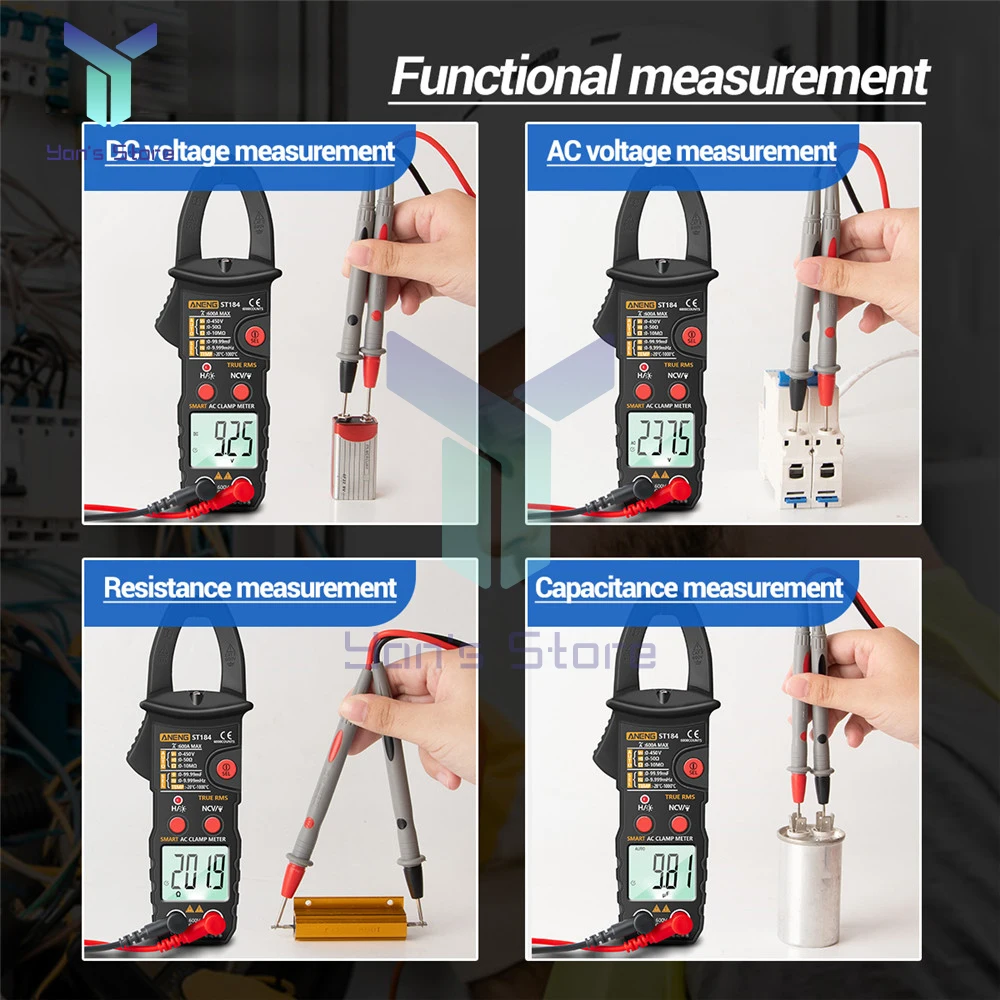 ANENG ST184 Digital Clamp Multimeter Meter 6000 Counts Professional True RMS AC/DC Voltage Current Tester Hz Capacitance Ohm