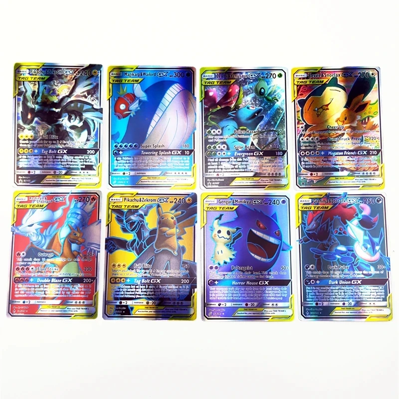 120PCS Pokemon Tag Team Energy EX GX Card Best Selling Children Battle English Version Game Shining TOMY Cards