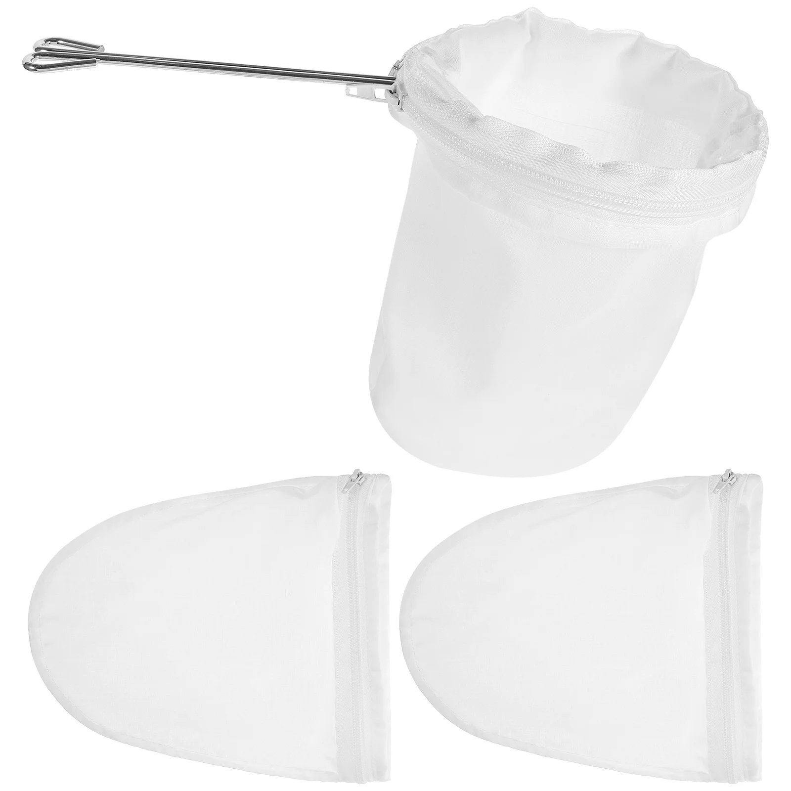

1 Set Reusable Mesh Filter Strainer Bags With Steel Ring For Tea Coffee Juice Nut Milk Filtering Detachable Handle