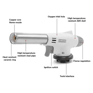 Encendedores de gas de llama ajustable cabezal de encendido con una antorcha de soplado de jet de cocina de uso inverso encendedor para barbacoa butane encendedor 12 Mejores encendedores de humo de ventas - №4
