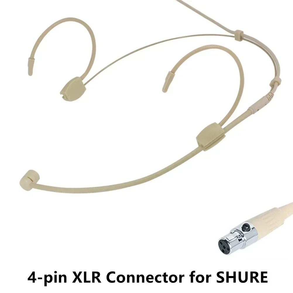 Professional Unidirectional XLR 4-PIN Headworn Headset Microphone For Shure Wireless Beige Mini XLR Microphone Head