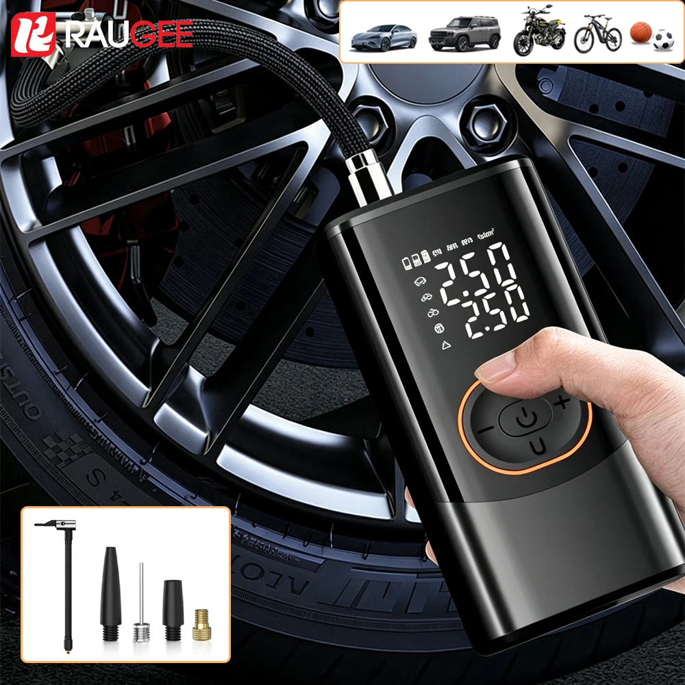 Tire Inflator Portable Air Pump Wireless Electric Air Compressor with LED Light Digital Display for Car Motorcycles and Bicycles