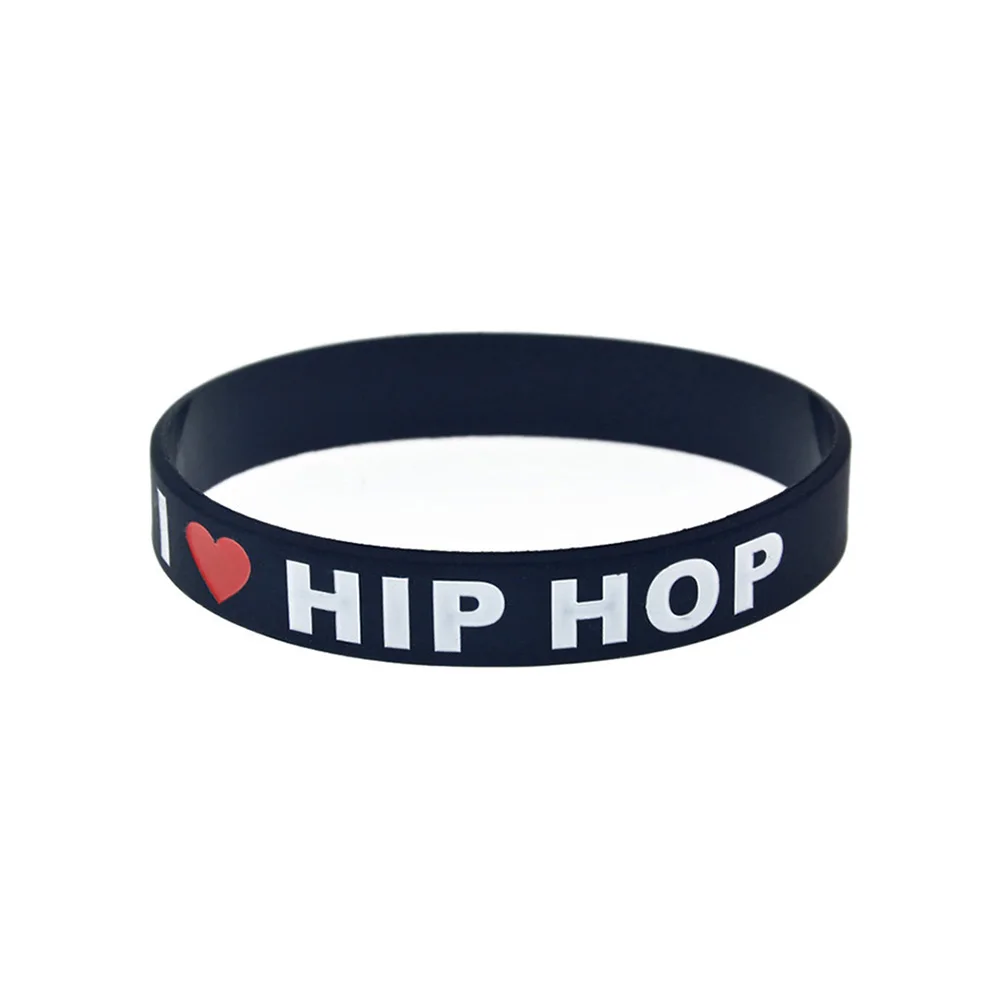 1 PC I Love Hip Hop Silikonarmband Schwarz und Weiß für Musikfans