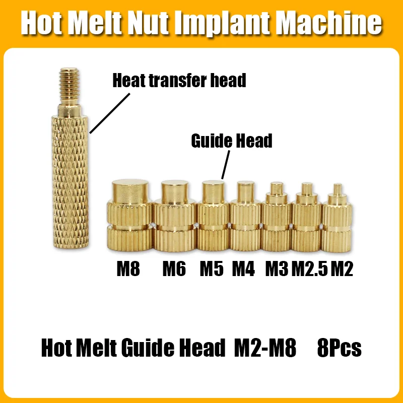 Écrou d'insertion thermofusible pointe de fer en laiton outil d'écrou d'insertion thermofusible Kit intégré M2 M3 M4 M5 M6 M8 Insertion thermique pour imprimante 3D en plastique