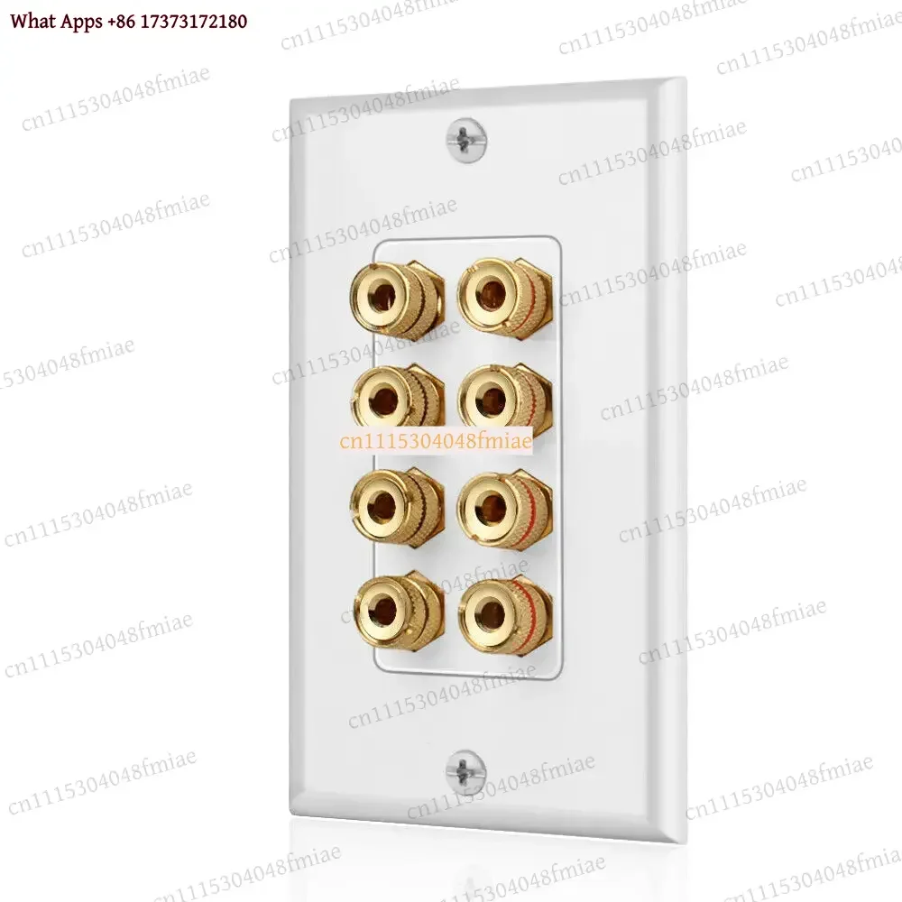 ko3 8 Posts Speaker Wall Plate Home Theater Wall Plate Audio Panel for 4 Speakers Connector