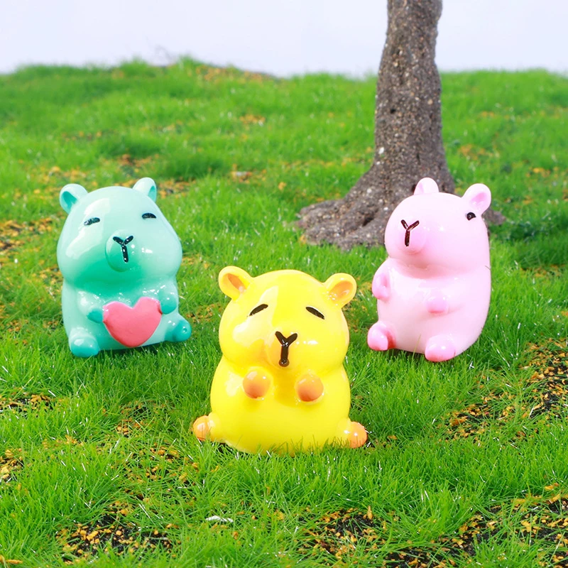 1Pc Miniature Capybara Figurines Mini Figures Resin Desk Ornaments Cute Capybara Gifts Photography Props Mini Statues