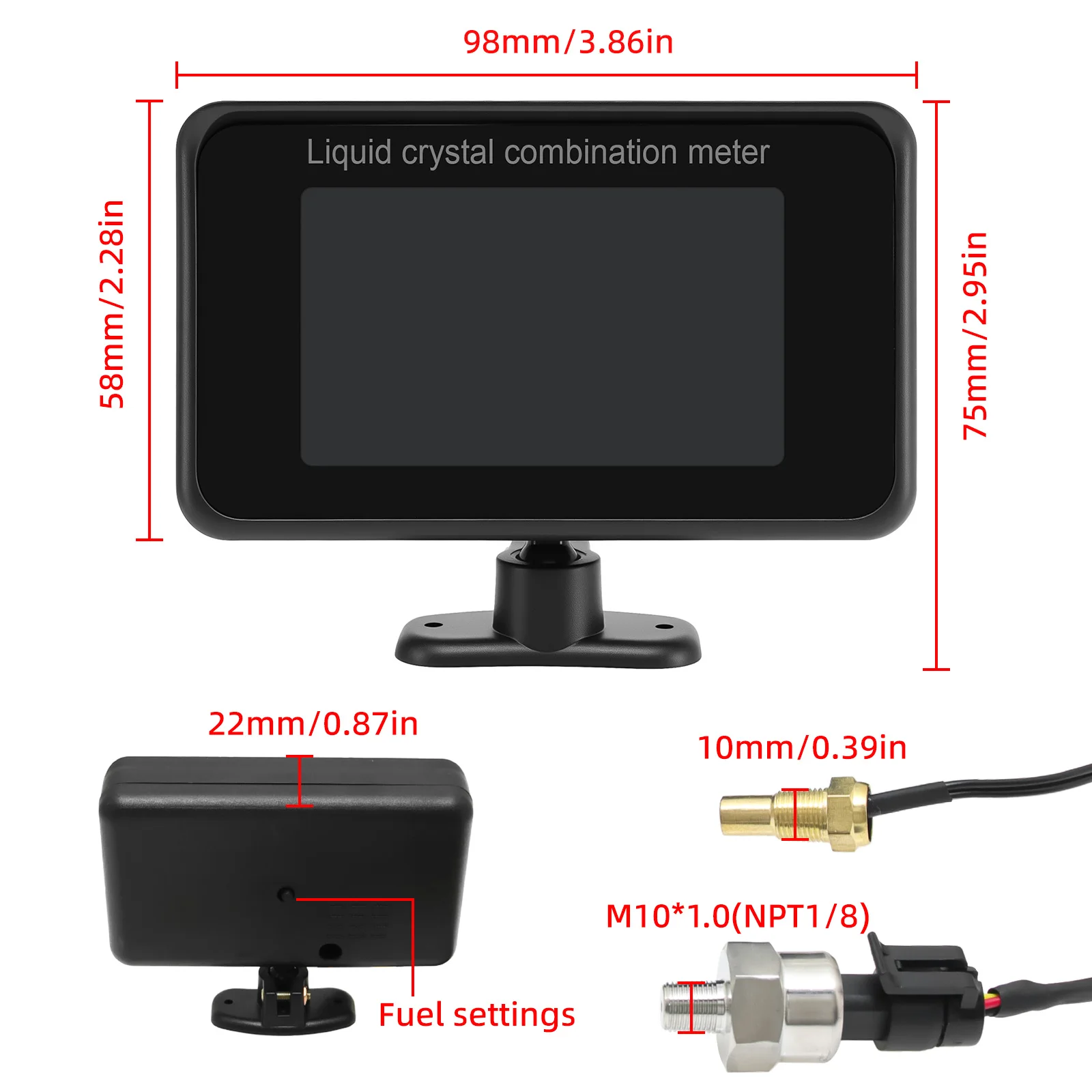 4-in-1 Auto LCD-Anzeige Digitale Öldruck-, Spannungs-, Wassertemperatur- und Kraftstoffanzeige Universelles Instrument 9-36V für Auto, LKW, SUV, Wohnmobil – Detail 13