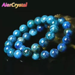 Azurite Natural Stone Bead Bracelet for Men Bracelet Blue Malachite Energy Crystal Aura Healing Yoga Elastic Couple Jewelry