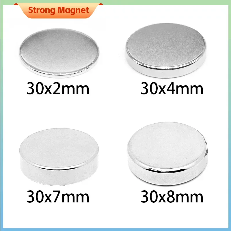 

30x2 30x4 30x5 30x8 30x10 30x15 30x20 30x30mm Round Shape Rare Earth Neodymium Super Strong Magnetic NdFeB Magnet Fridge Crafts