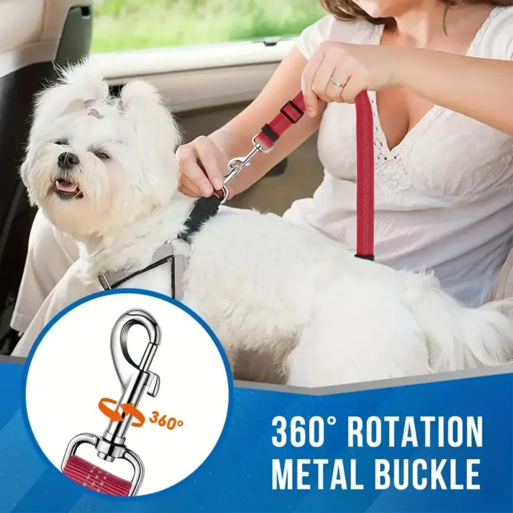 Double Dog Restraint Safety Seatbelt No Tangle Dog Leash Duty Adjust Elastic Puppy Lead Harness in Vehicle Travel for 2 Dogs