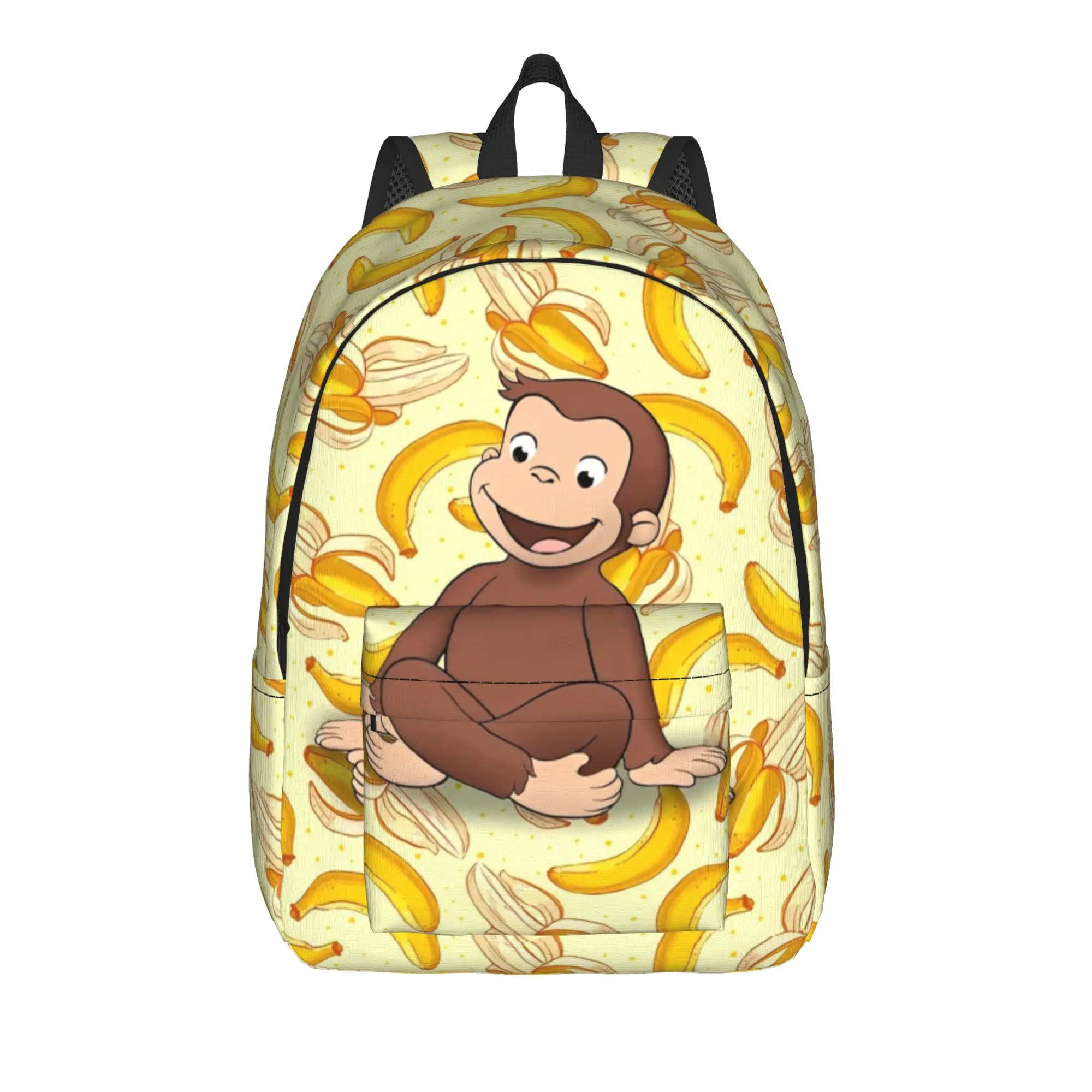 Cartoon Curious George Banana Backpack Fashion High School Business Daypack Monkey Laptop Computer Canvas Bags Lightweight