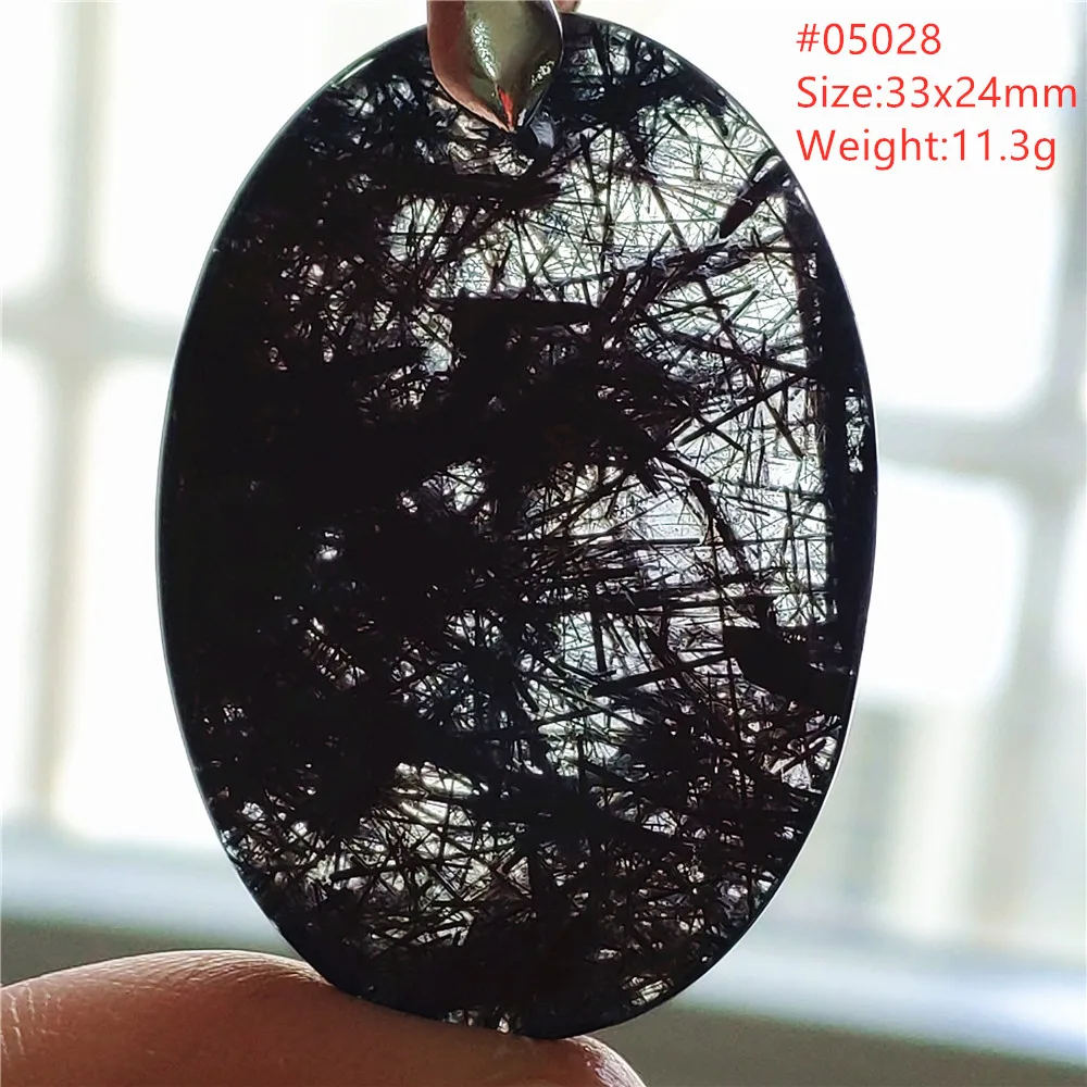 Natural Black Rutilated Quartz Rectangle Oval Pendant Black Rutilated Clear Beads Crystal Wealthy Women Men AAAAAA