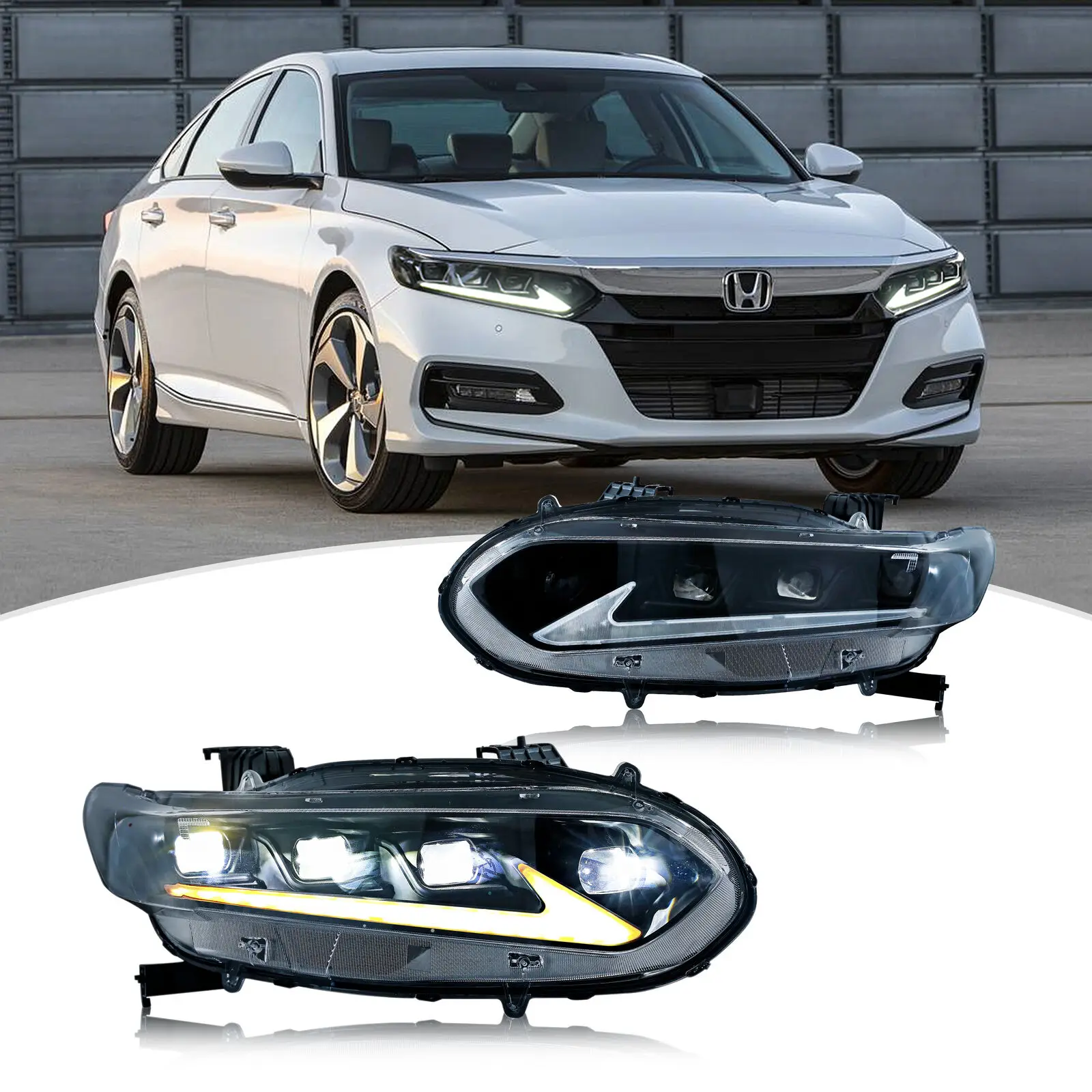 LED Headlights for Honda Accord 10th Gen 2018 2019 2020 2021 2022  Demon Eye Headlights  Start-up Animation