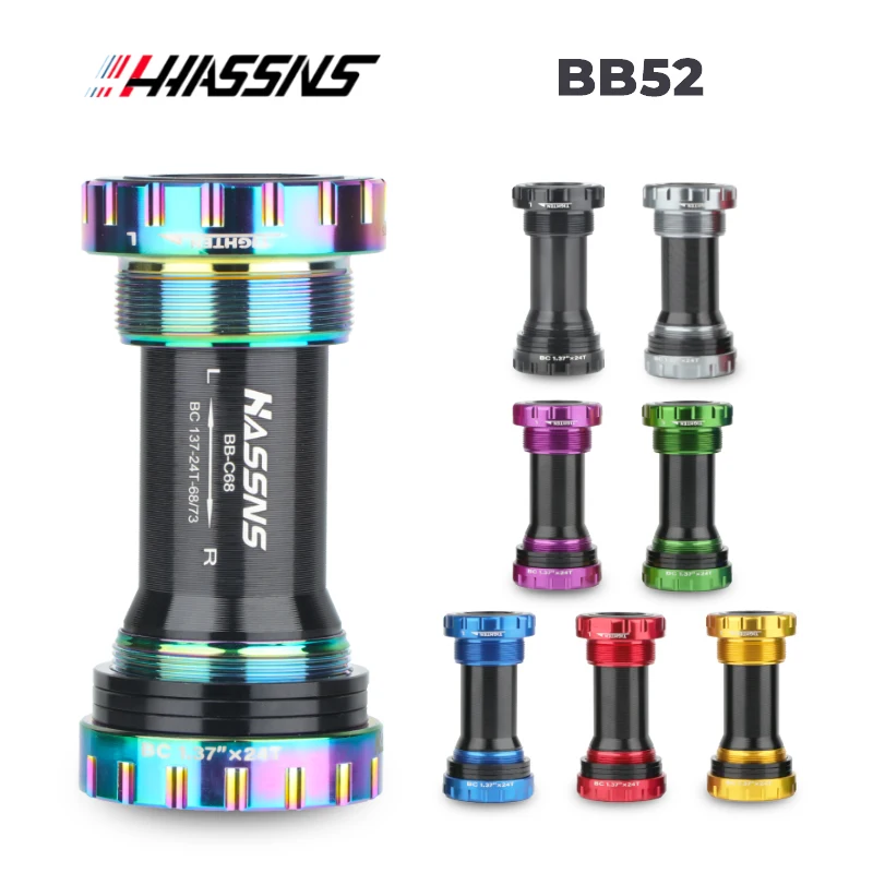 HASSNS Bicycle Bottom Bracket BB52 Hollowtech Bsa 24 BB51 Central Movement Axis MTB Bearings for Mountain Bike Crankset Shaft