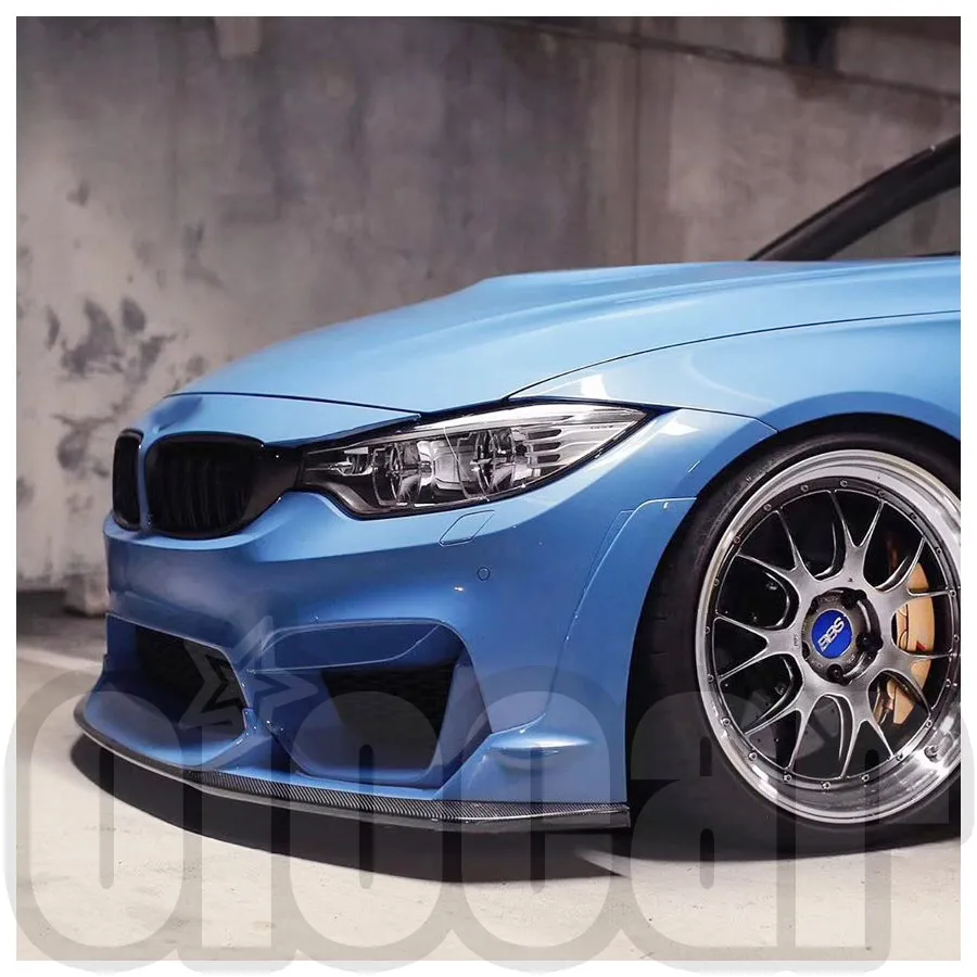 oiomotors Lap Style Carbon Fiber 3PCS Front Lip Spoiler Side Canards for BM F80 M3 and F82 F83 M4
