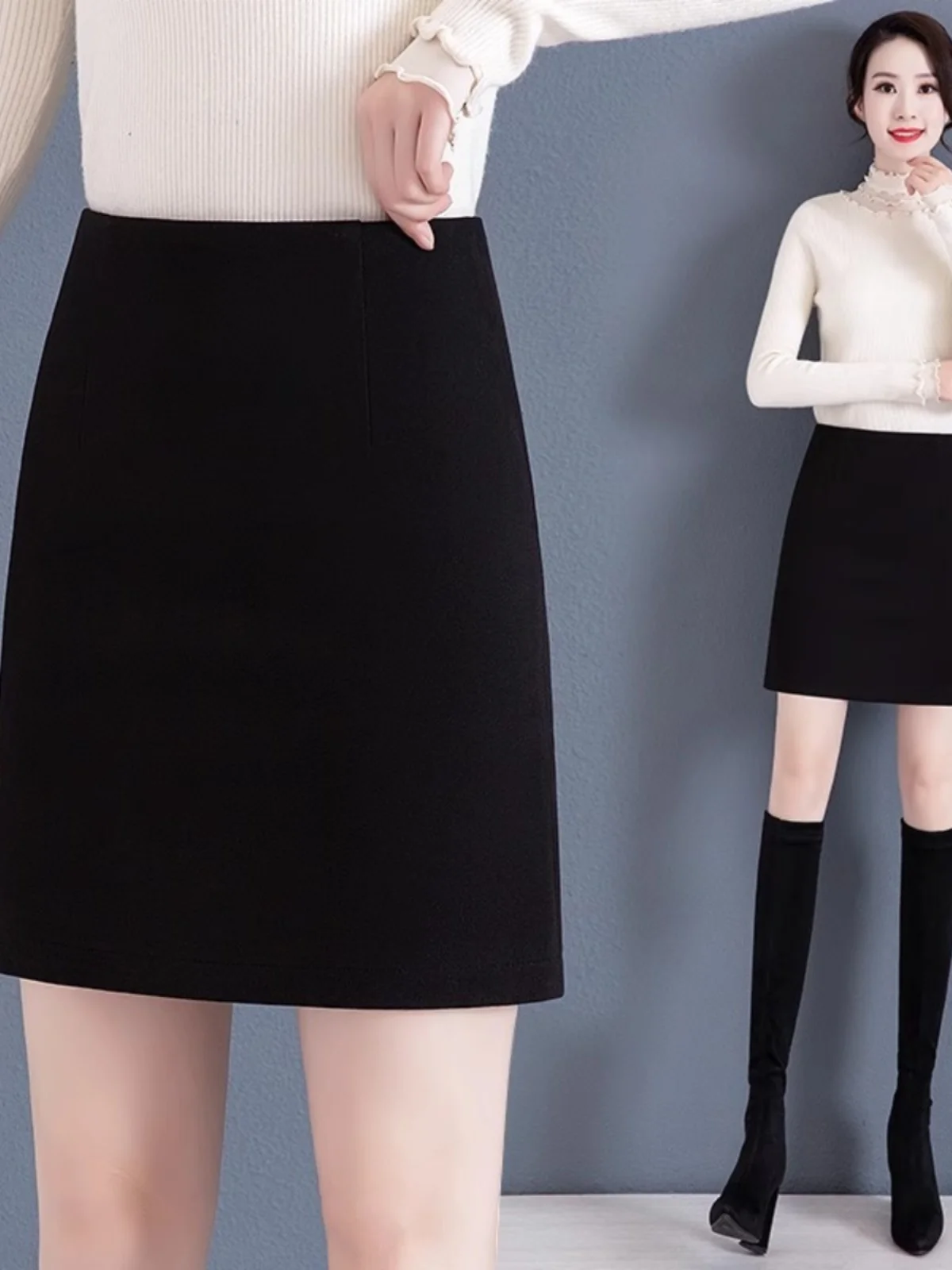 

Шерстяная юбка Bla для женщин, с высокой талией, облегающая, короткая, А-силуэт, весна-осень, новинка