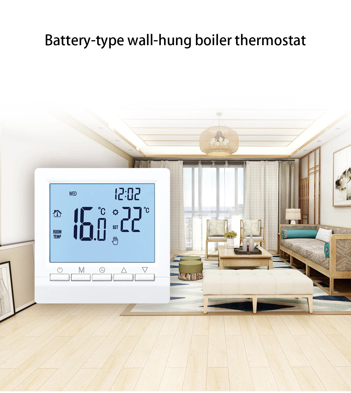 Wall-hung LCD Temperature Controller Water heating thermostat for Gas Boiler Room Heating Manual/automatic mode With Child locks