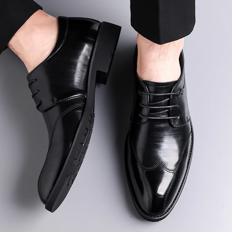 

Men's Classic Oxford Shoes Business Formal Leather Shoes for Office Work Comfortable Dress Shoes for Men Slip-On Lace-Up Flats