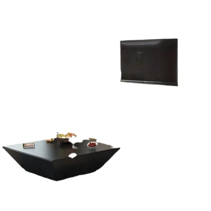 Shaped modern simple black oak pattern living room furniture personalized square tea table