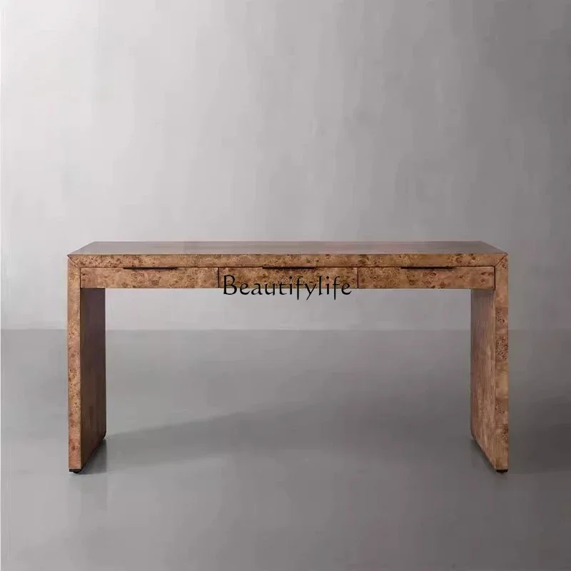 

ls 18American solid wood bark study table study computer retro desk