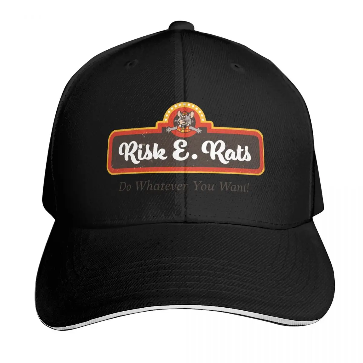 Risk E. Rats Always Sunny Retro Graphic Baseball Cap Quick Dry Performance Cotton Twill Breathable Contrast Two Tone Brim