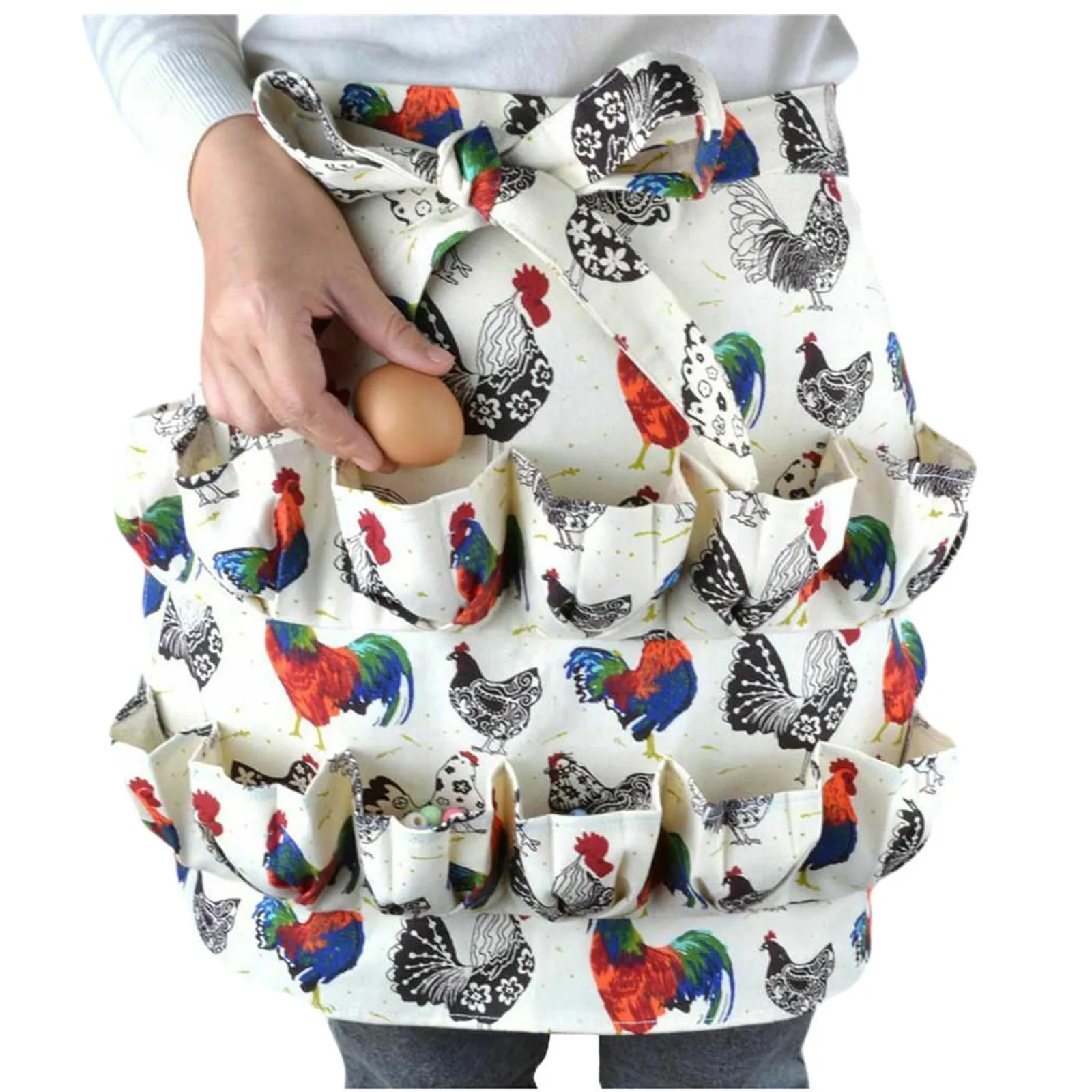 Egg Collecting Apron, 12 Deep Pockets Durable Canvas Egg Collecting Holding Apron Egg Gathering Apron for Chicken Duck Goose Egg