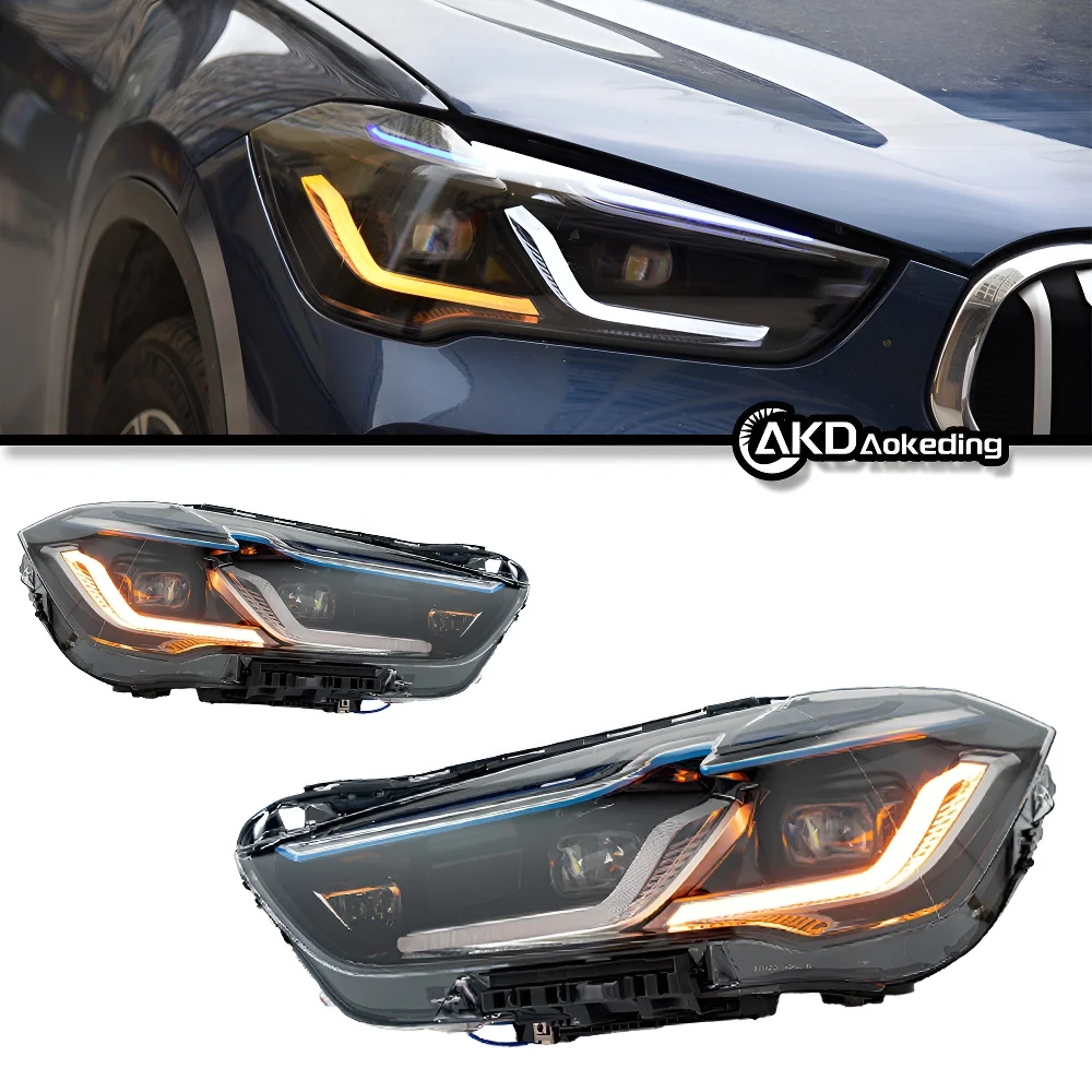 Auto Parts For BMW X1 F48 Headlights 2016-2021 latest Dual L Style LED Daytime Lights Dual Projector Car Accesorios Modified