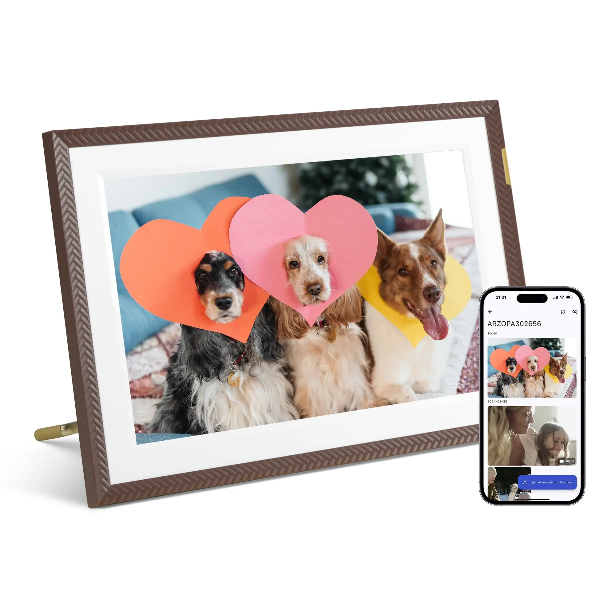 Arzopa D10 Brown 10.1 Inch 1280*800 16:10 32GB Rom WIFI Smart Touch Digital Photo Picture Digital Photo Frame