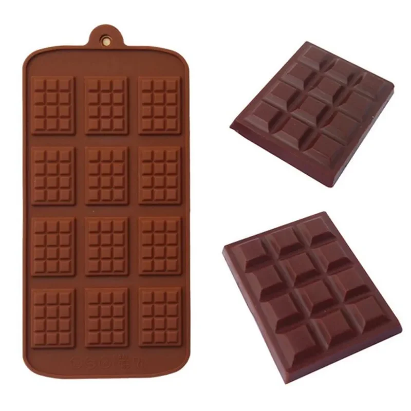 แม่พิมพ์ซิลิโคน 12 แม่พิมพ์ช็อกโกแลตFondant Patisserie Candy Barแม่พิมพ์เค้กโหมดตกแต่งCandy Sugarcraftอุปกรณ์เบเกอรี่
