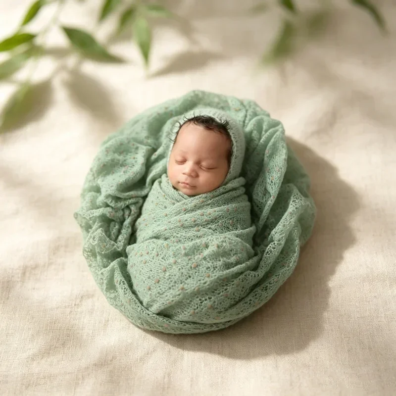 Dot Pattern Knitted Lace Wrap Mat Fabric For Studio Commemorative Portrait Shooting Background Layout Auxiliary Decor Accessory