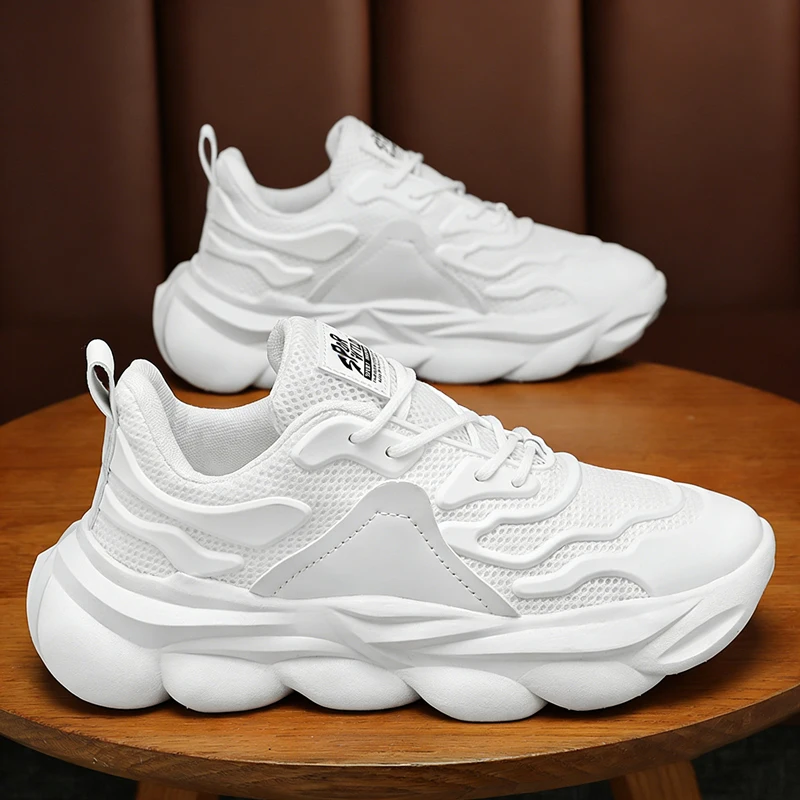 

Black Sports Men's Shoes, New Winter Men's Thick-Soled Height-Increasing Casual Mesh Breathable Versatile Dad Sneakers