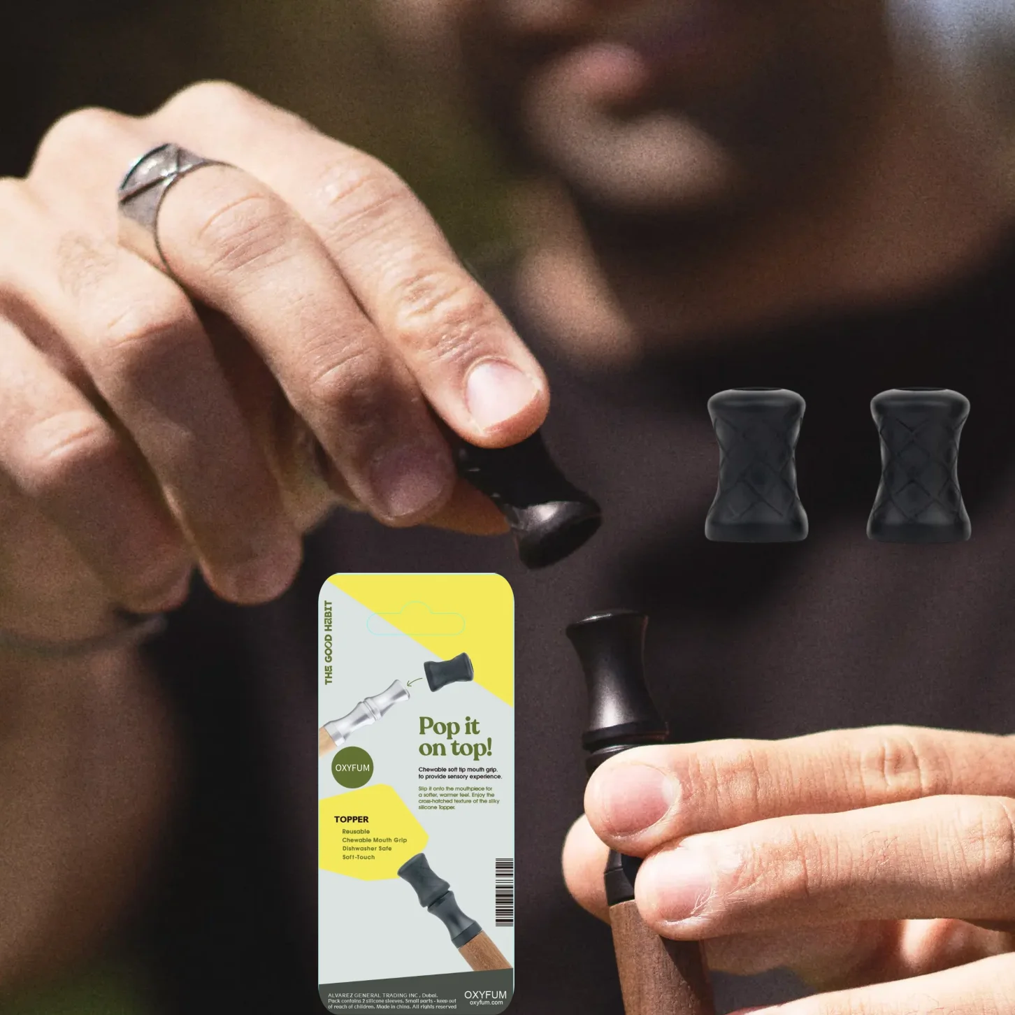 OXYFUM Chewable Mouthpiece for Flavored Air Device Soft Touth Silicone Mouthpiece Topper For Quit Smoking Inhaler Aromatherapy