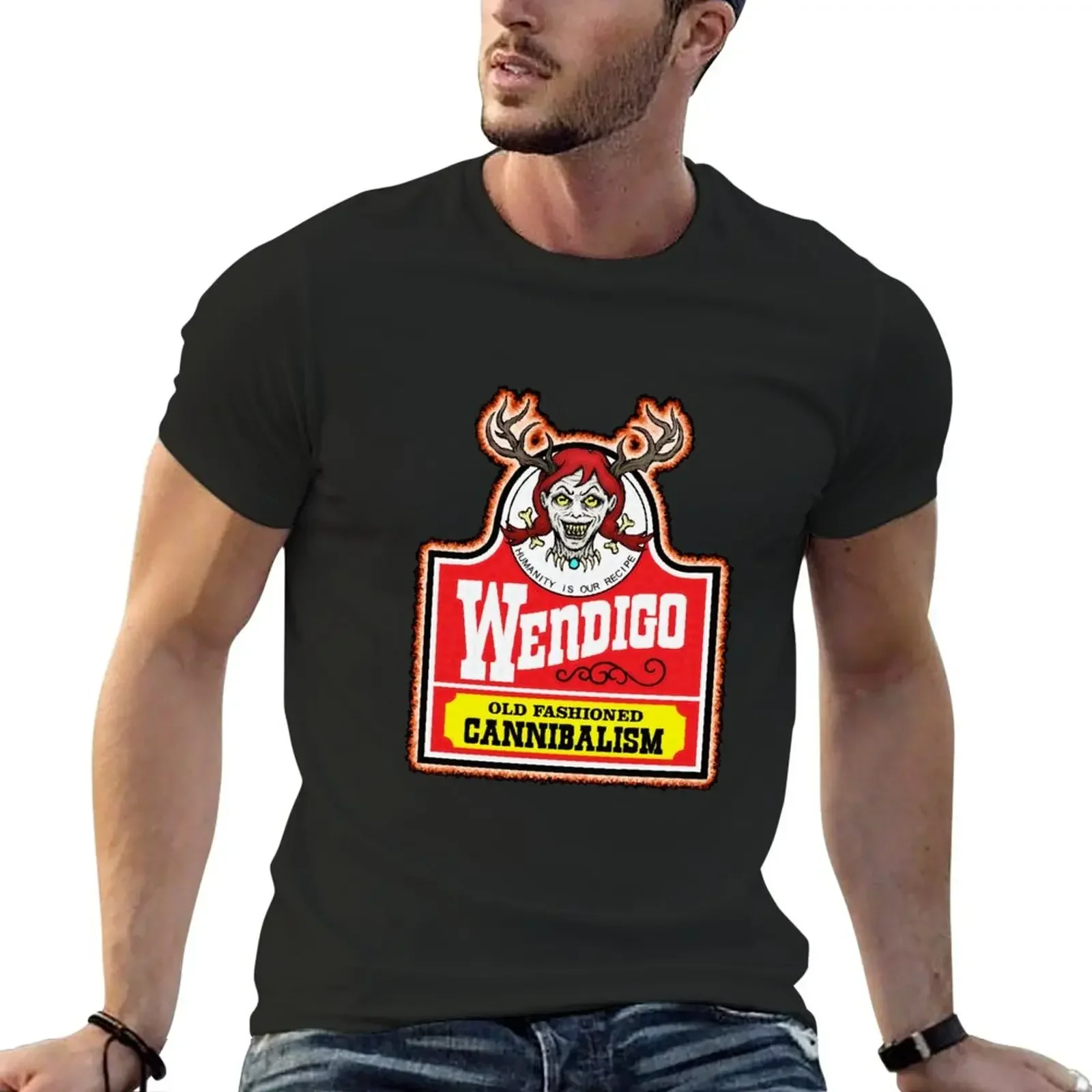 Anime for A Boy Men Workout Shirt Wendy The Wendigo Old Fashioned Cannibalism T-Shirt Men Clothing Harajuku Graphic Funny cotton