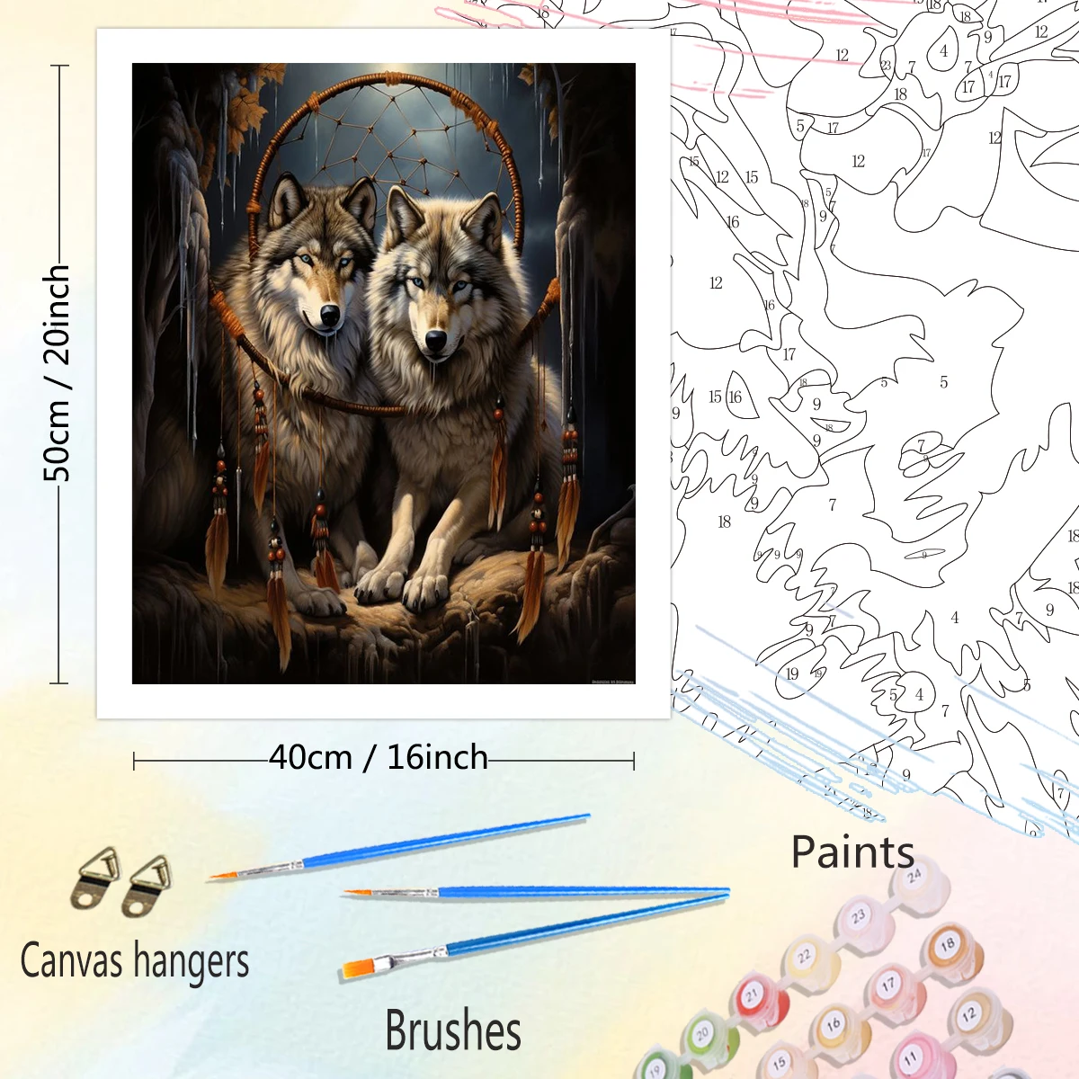 RUOPOTY Animal Painting By Numbers Two Wolves Picture Kits For Adults Handpainted Painting Gifts Artwork