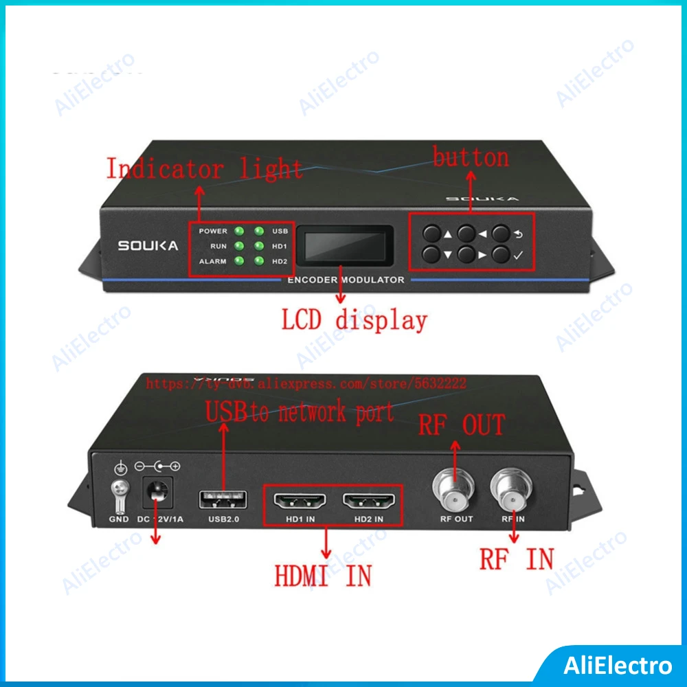 NEW HD Encoder Modulator 2-Channel  RF DVB-T/DVB-C/ATSC Digital Front-end Equipment For Cable Television 